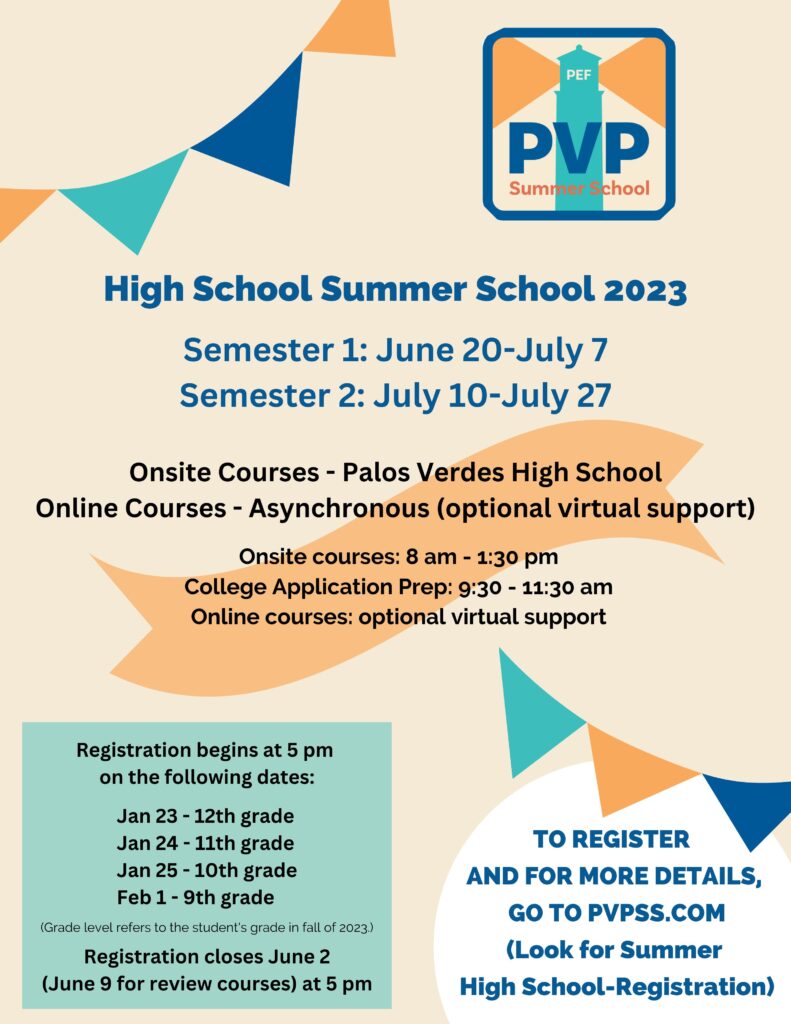 Summer School Registration For High School Students Peninsula 